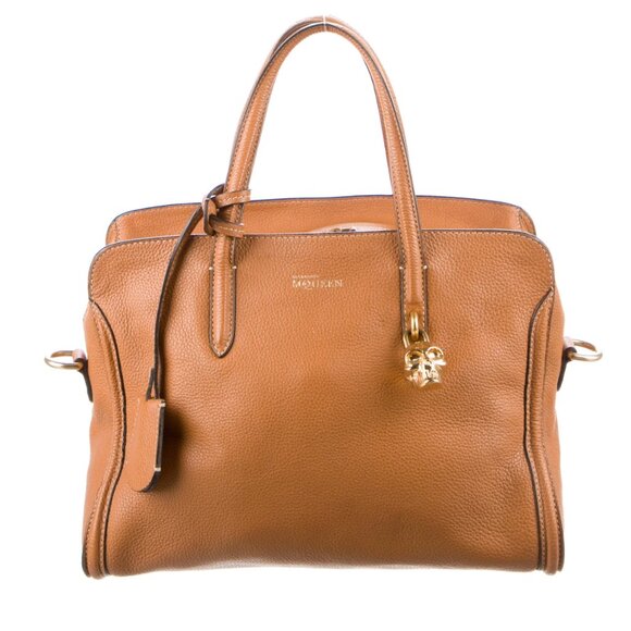 Authentic Alexander McQueen Pebbled Calfskin Small Skull Padlock Zip Around Tote - Picture 1 of 4